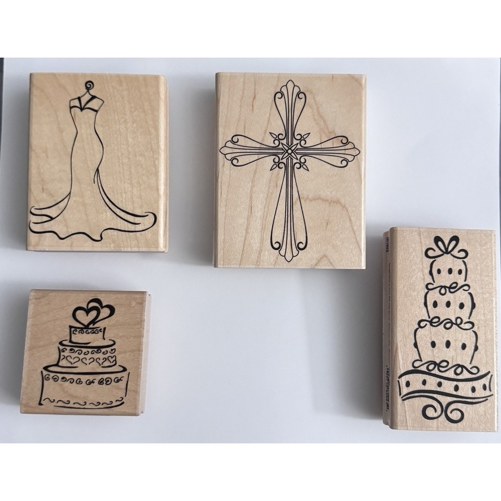 Stampabilities Ornate Cross 3 Wedding Cake‎ Stamps Set Of 4 Stamps